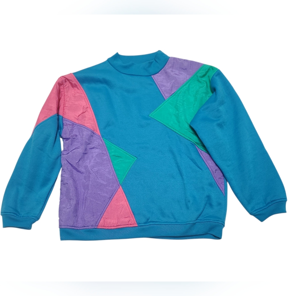 80's 90's Colorblock Geometric Sweatshirt